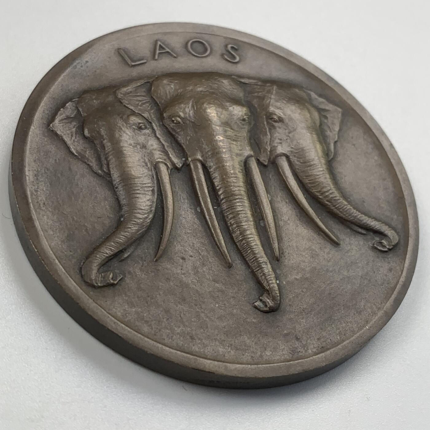 掌中浮雕-藏着的欧洲第041场 1931年法国殖民老挝纪念铜章，59mm