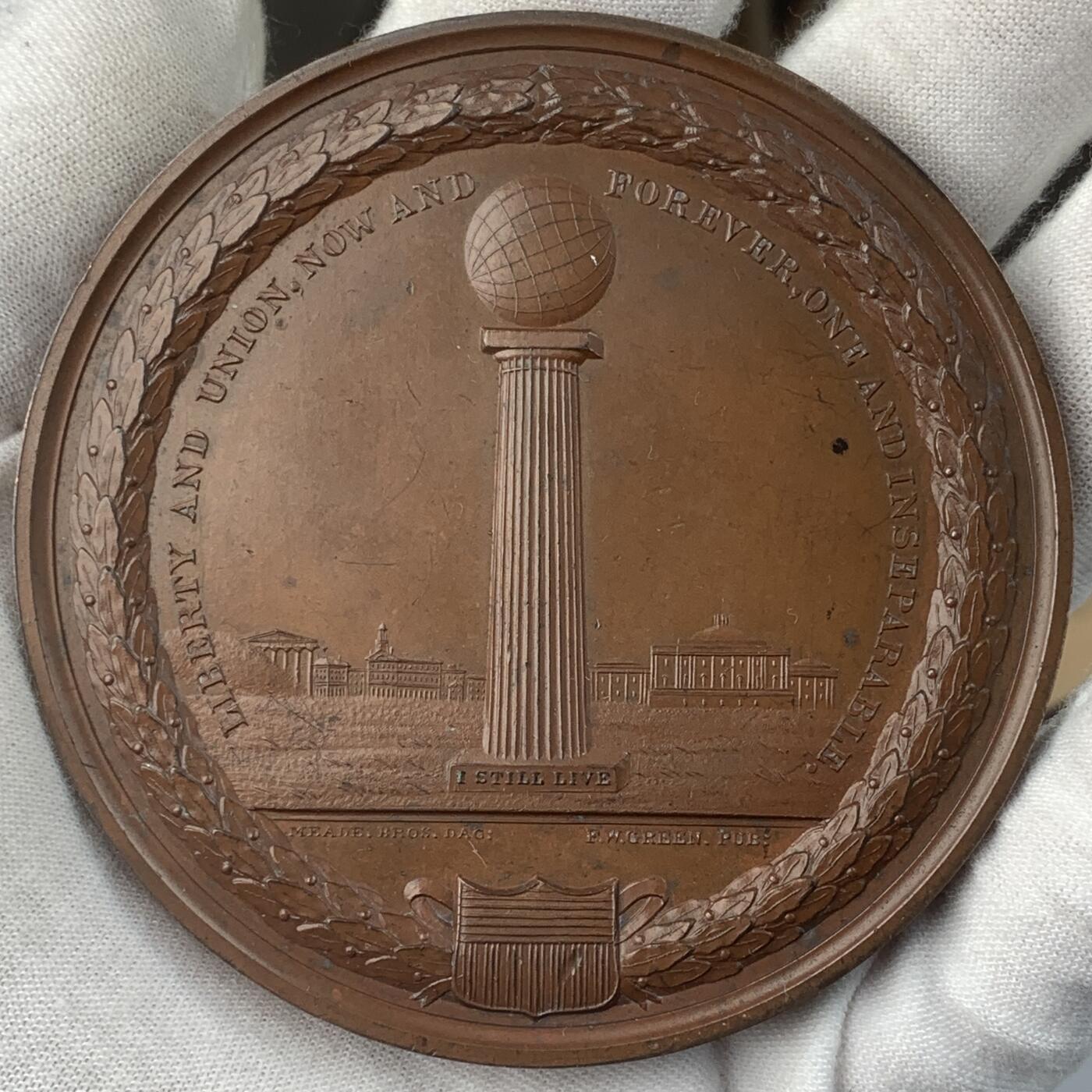 掌中浮雕-藏着的欧洲第041场 1860年代美国古典大铜章丹尼尔.韦伯斯特奖章，丹尼尔.韦伯斯特曾三任美国国务卿，被美国参议院评为史上最伟大的五位参议员之一。直径77mm，厚度8mm，十分厚重
