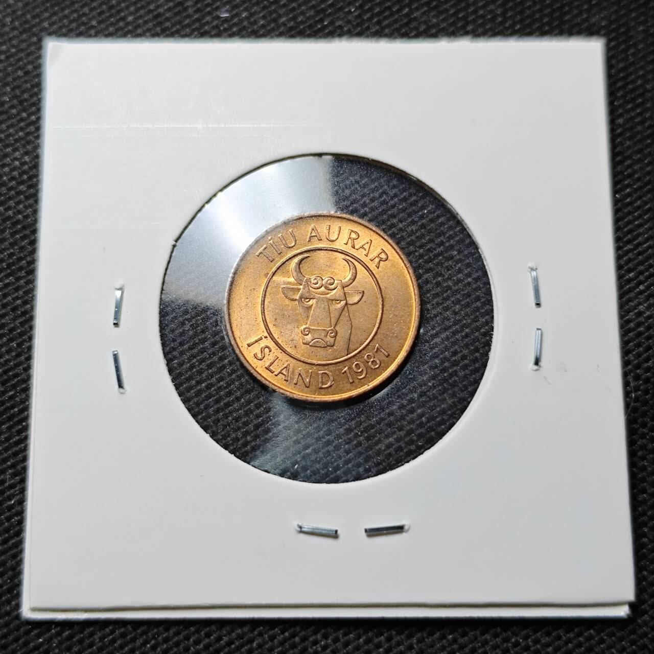 KK钱币收藏小铺  第368场  2月预留时间 周末发货  1981冰岛10奥拉铜币