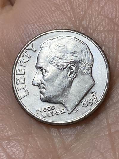 2025年第一百二十七场(总第一百五十三场）外国好品章牌、散币(免佣金) - 美国🇺🇸1998年1角(罗斯福1角第二版，D标丹佛造)