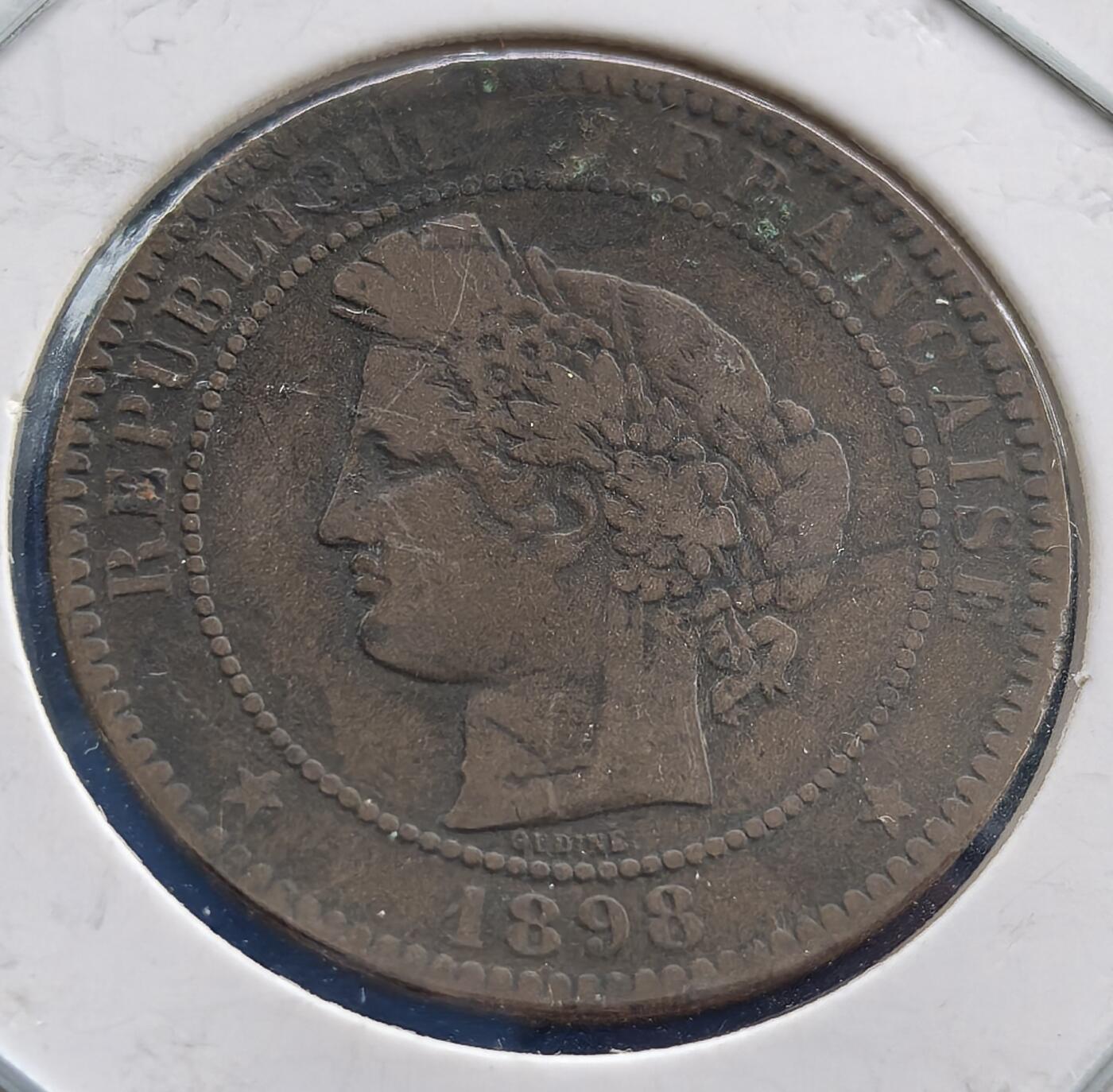 外国优质老铜币银币，周六九点倒数截拍，满百包邮，可寄存半年，喜欢朋友微信扫描二维码可直接参拍 美品法国1898年谷物女神10分A版