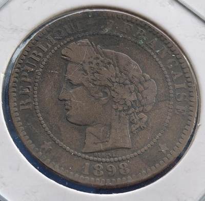 外国优质老铜币银币，周六九点倒数截拍，满百包邮，可寄存半年，喜欢朋友微信扫描二维码可直接参拍 - 美品法国1898年谷物女神10分A版