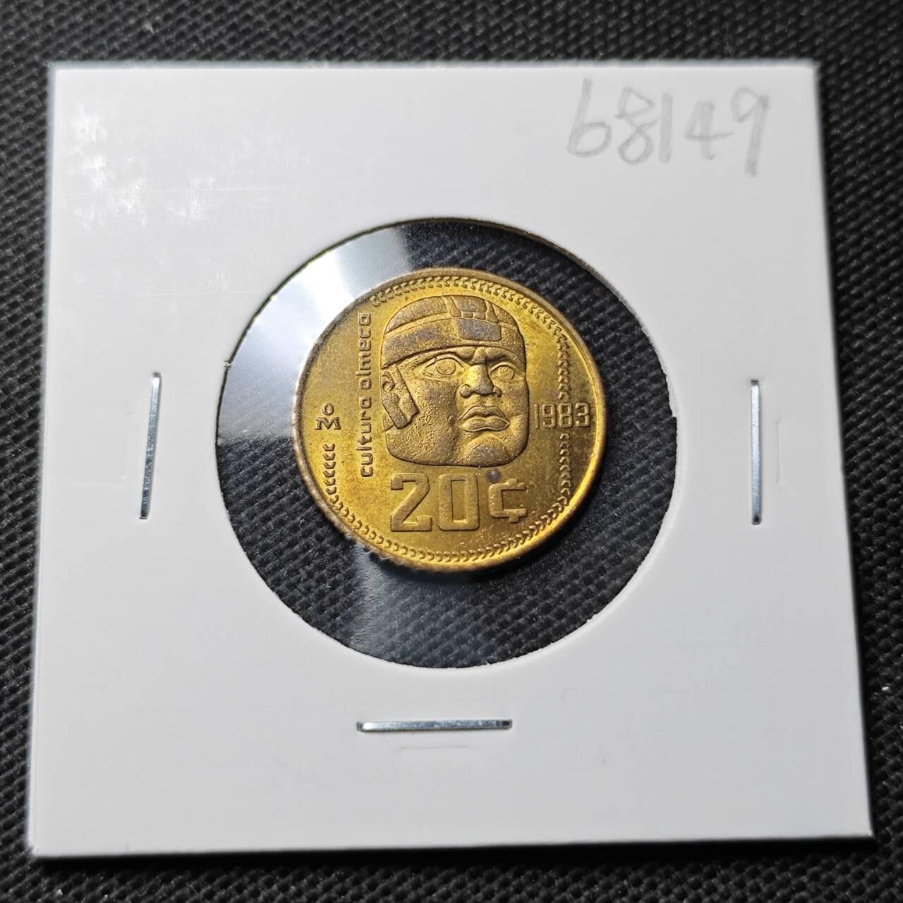KK钱币收藏小铺  第368场  2月预留时间 周末发货  1983墨西哥20分 索玛雅铜币