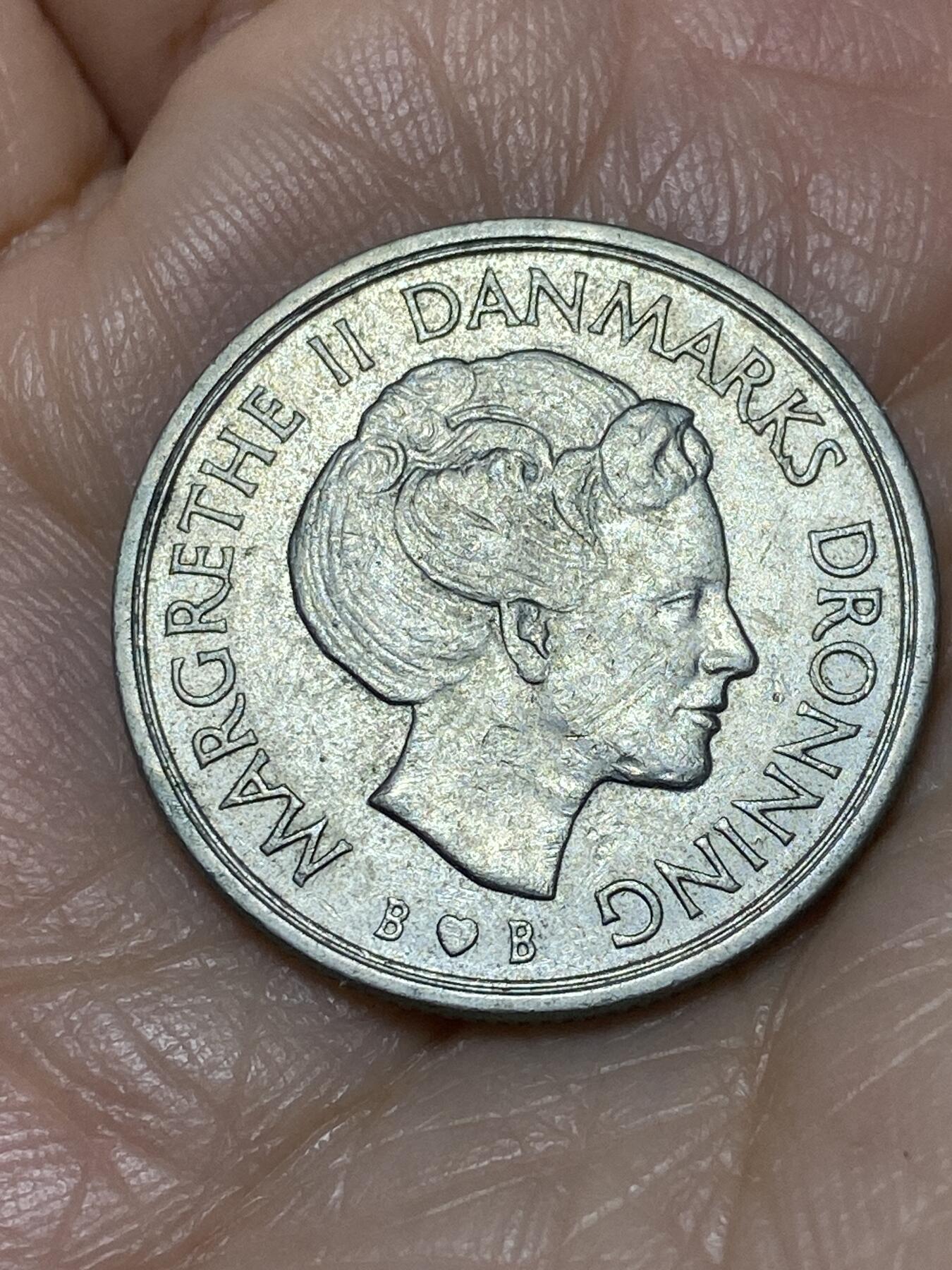 2025年第一百二十八场(总第一百五十四场）外国好品散币、邮币封和邮票场(免佣金) 丹麦🇩🇰1979年1克朗(玛格丽特二世第二版，B; B版)