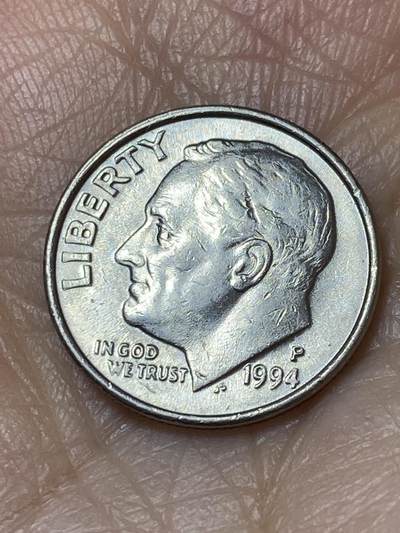 2025年第一百二十七场(总第一百五十三场）外国好品章牌、散币(免佣金) - 美国🇺🇸1994年1角(罗斯福1角第二版P标，费城造)