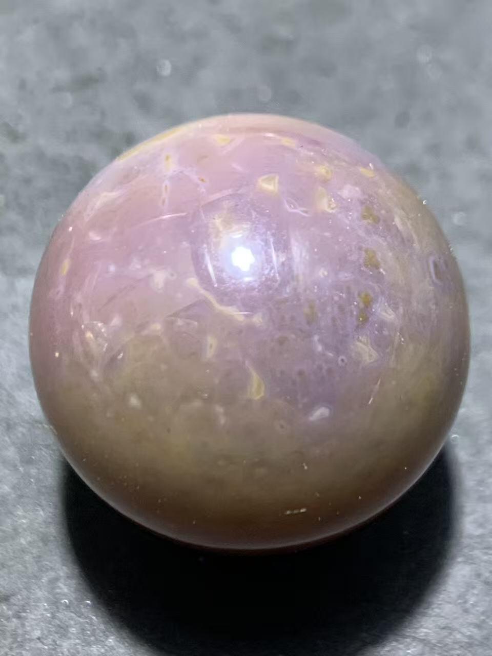 精美高玉化冻料飘紫罗兰战国红玛瑙圆珠一个
