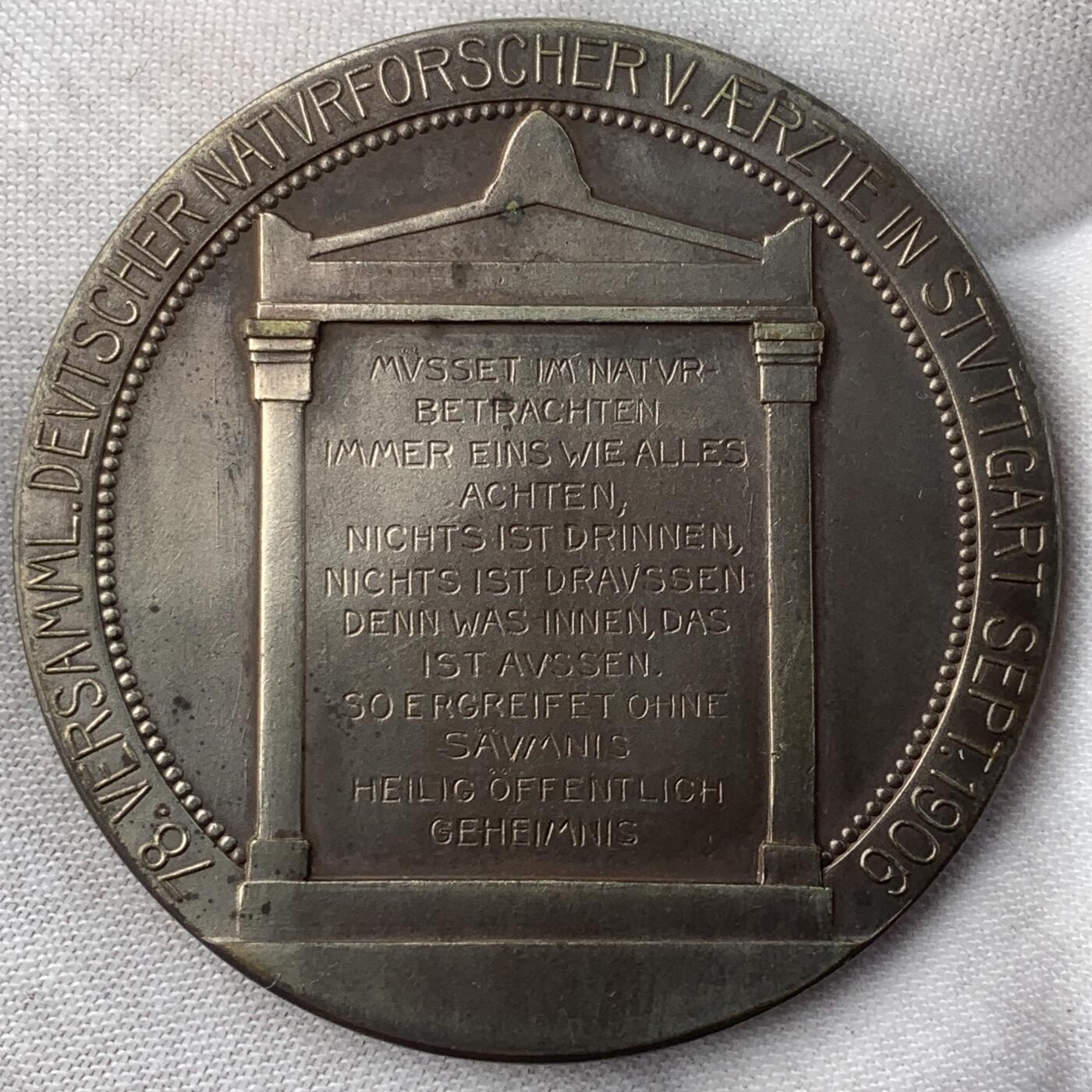 掌中浮雕-藏着的欧洲第041场 1906年德国自然医学科学家协会纪念镀银铜章， 51mm