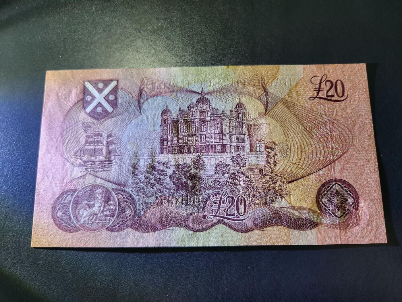 11月12号晚上8点 外国纸币自动截拍第55场 苏格兰1993年20镑 新品有点黄