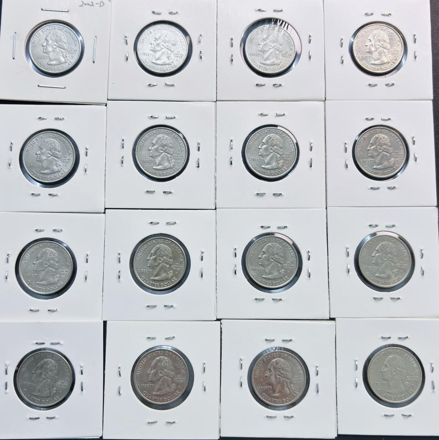 文馨钱币收藏第 281 场，【 长期接收代拍品】银元，银币，套币，纸币专场（本场截拍后休息三天，19 号发货） 美品美国州币 16 枚 1999-2002 年无重复，收藏一步到位