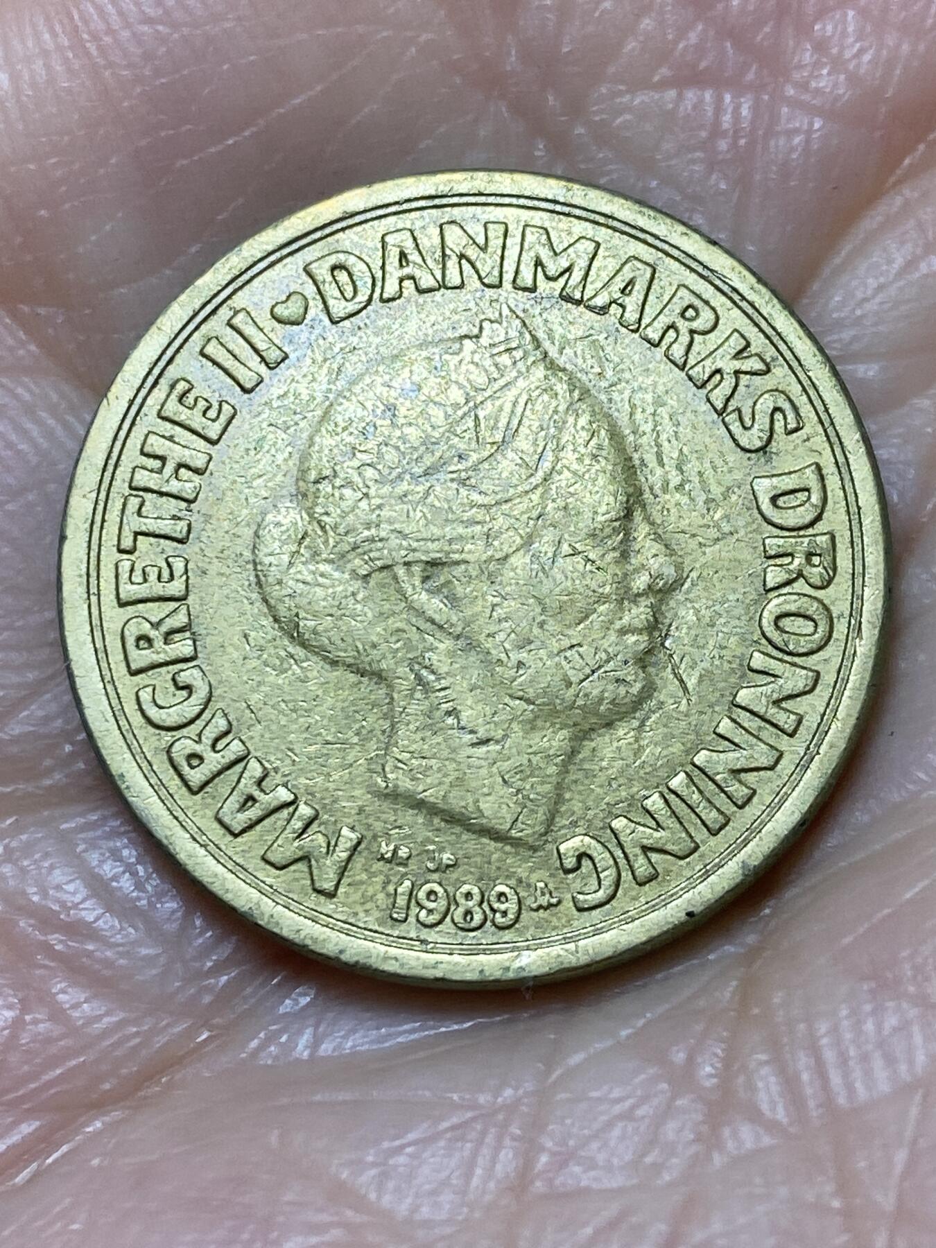 2025年第一百二十八场(总第一百五十四场）外国好品散币、邮币封和邮票场(免佣金) 丹麦🇩🇰1989单年份10克朗(玛格丽特二世第一版，NR; JP; A版)