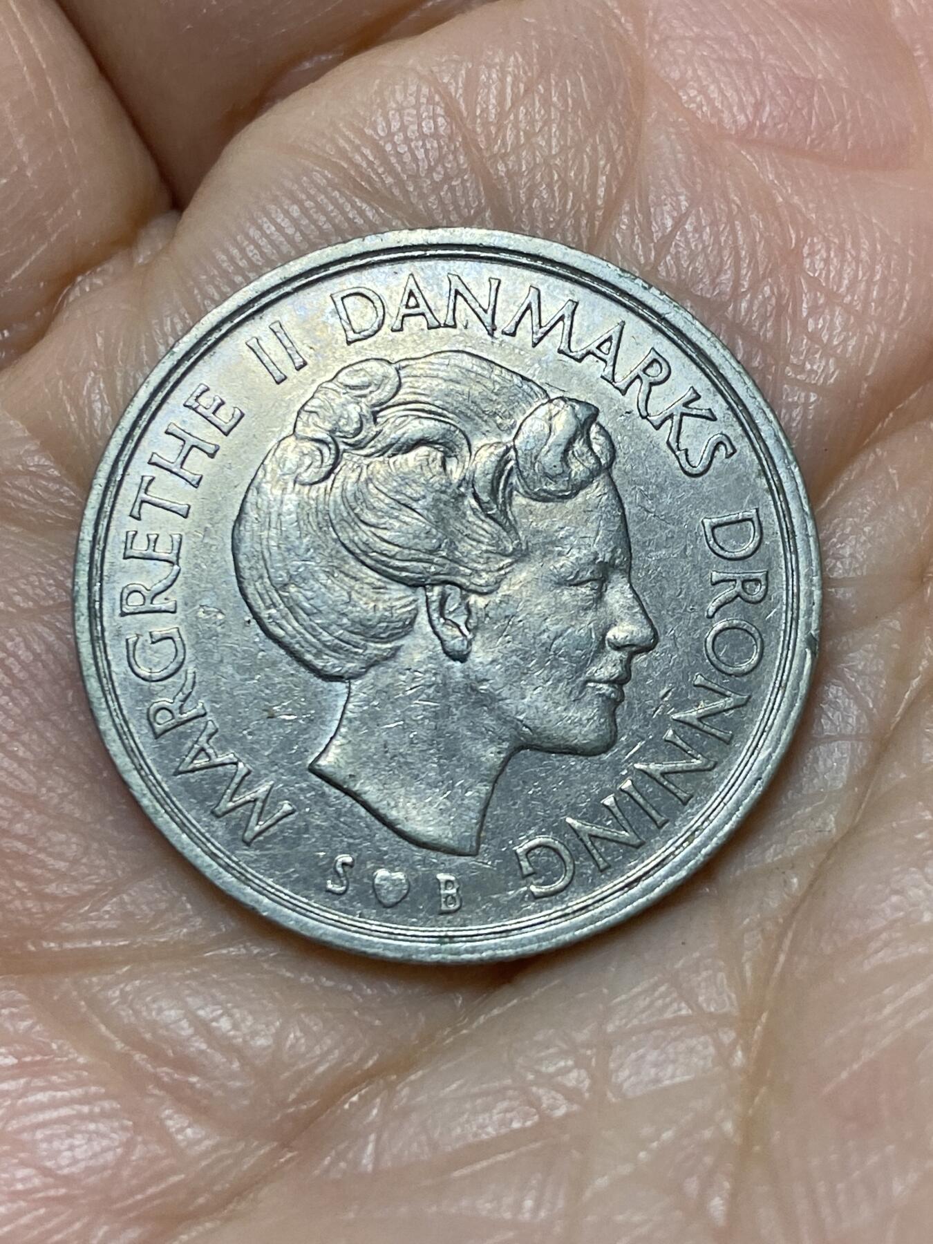2025年第一百二十八场(总第一百五十四场）外国好品散币、邮币封和邮票场(免佣金) 丹麦🇩🇰1978年1克朗(玛格丽特二世第一版，S; B版)