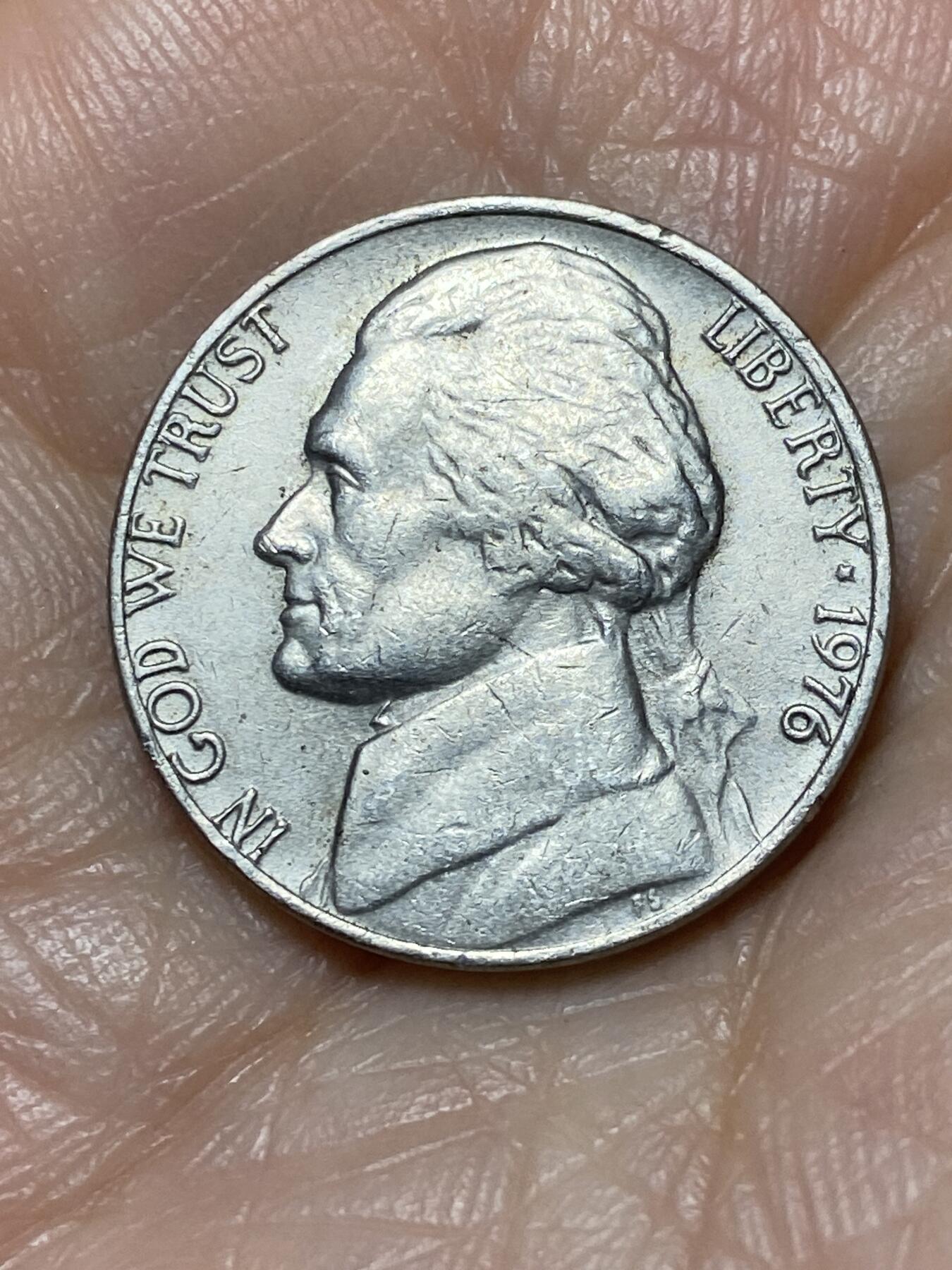 2025年第一百二十八场(总第一百五十四场）外国好品散币、邮币封和邮票场(免佣金) 美国🇺🇸1976年5分(杰斐逊5分第三版，无标)