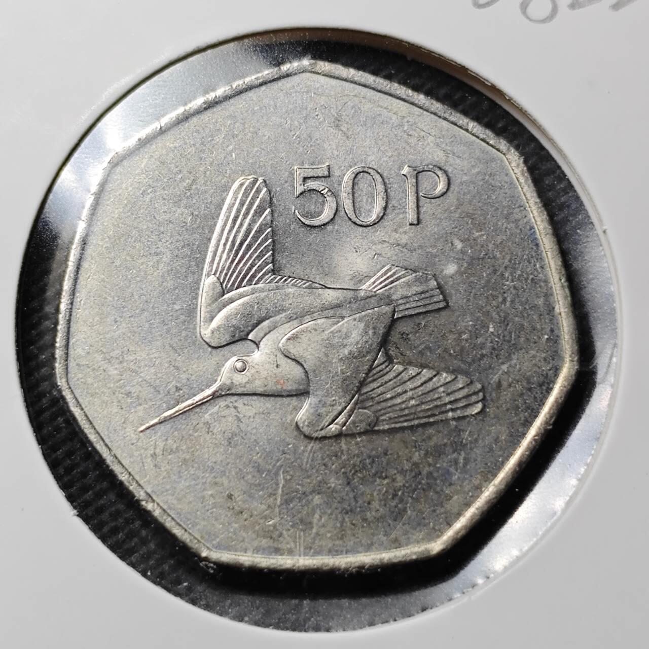 KK钱币收藏小铺  第368场  2月预留时间 周末发货  1978爱尔兰50便士 好品