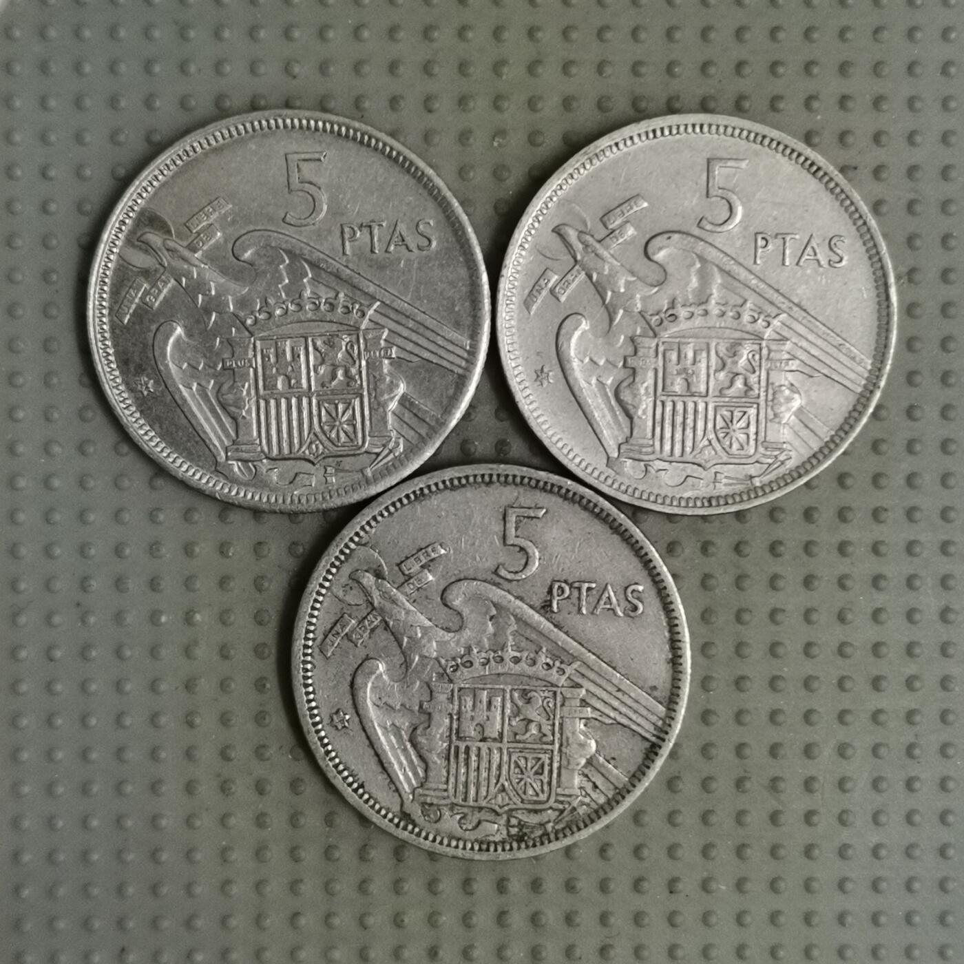 2025年第113场各国散币拍卖（总第113场） 西班牙1957年版5比塞塔3枚