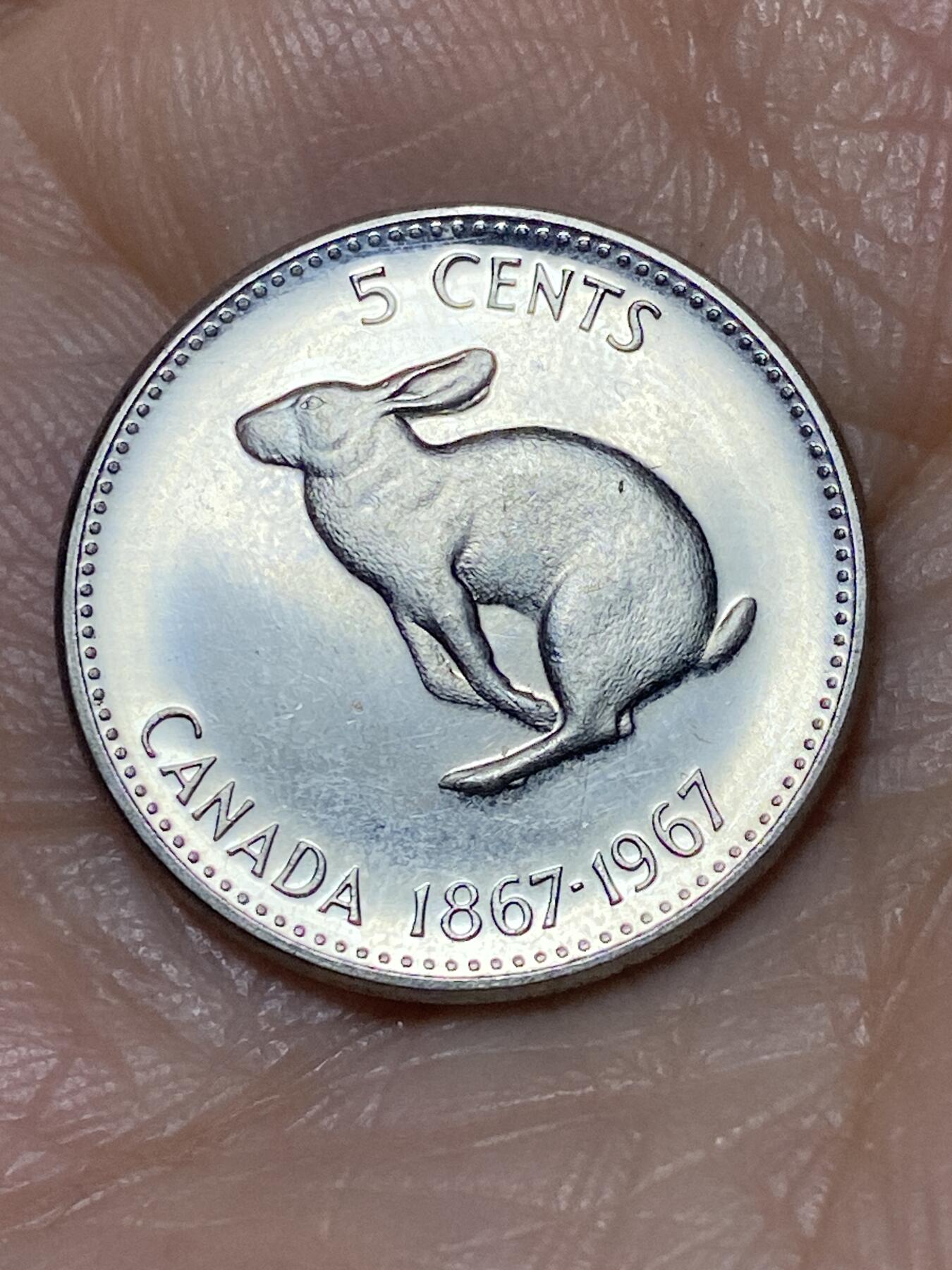 2025年第一百二十八场(总第一百五十四场）外国好品散币、邮币封和邮票场(免佣金) 加拿大🇨🇦1967年5分(联邦百年纪念币)