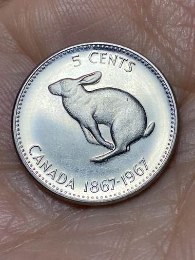 2025年第一百二十八场(总第一百五十四场）外国好品散币、邮币封和邮票场(免佣金) - 加拿大🇨🇦1967年5分(联邦百年纪念币)