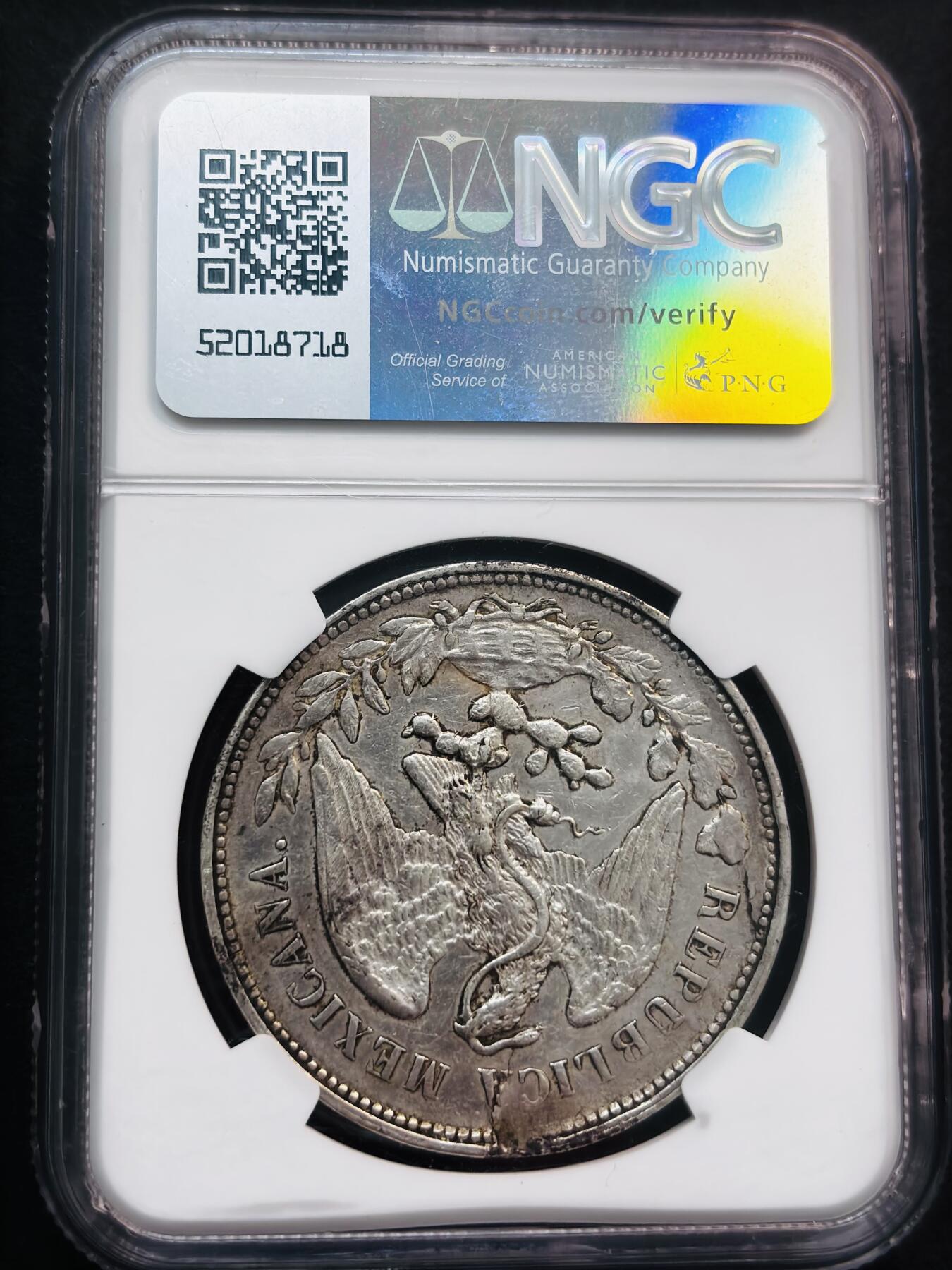 文馨钱币收藏第 281 场，【 长期接收代拍品】银元，银币，套币，纸币专场（本场截拍后休息三天，19 号发货） 1904 年墨西哥鹰洋 1 比索银元，NGC 评级 AUD