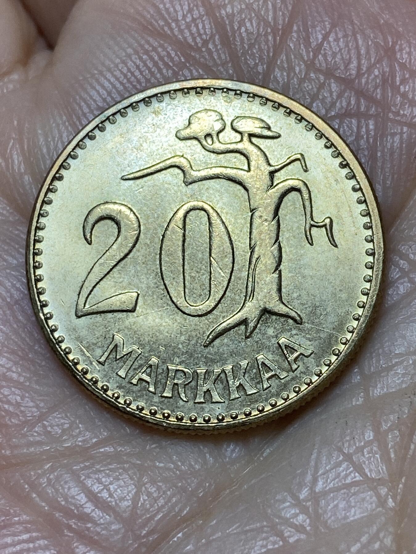 2025年第一百二十八场(总第一百五十四场）外国好品散币、邮币封和邮票场(免佣金) 少见好品–芬兰🇫🇮1959年20马克(S标)