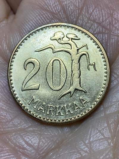 2025年第一百二十八场(总第一百五十四场）外国好品散币、邮币封和邮票场(免佣金) - 少见好品–芬兰🇫🇮1959年20马克(S标)