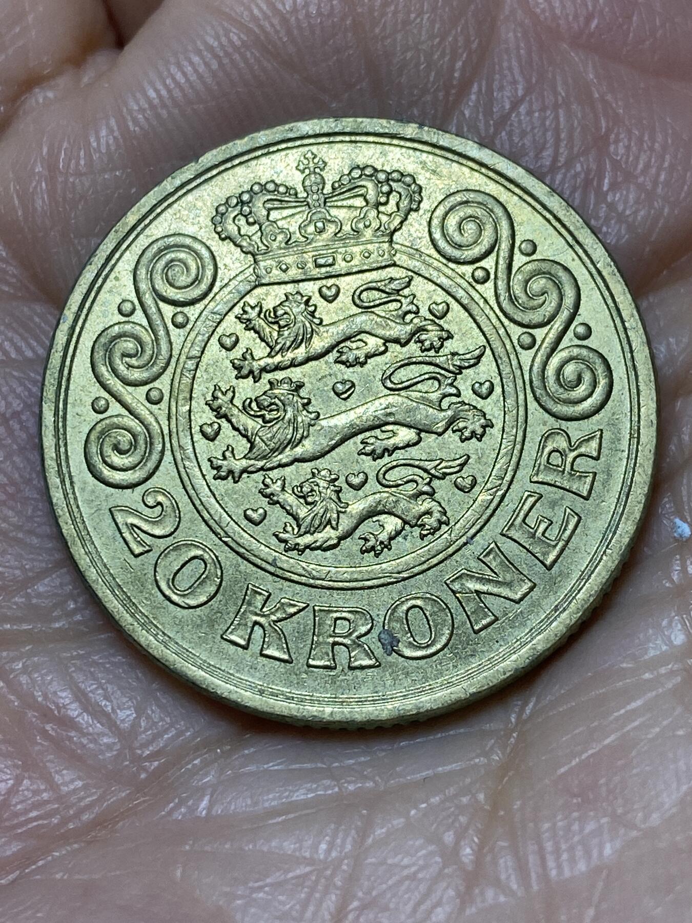 2025年第一百二十八场(总第一百五十四场）外国好品散币、邮币封和邮票场(免佣金) 丹麦🇩🇰1996年20克朗(玛格丽特二世第二版，LG; JP; A版，关门年)