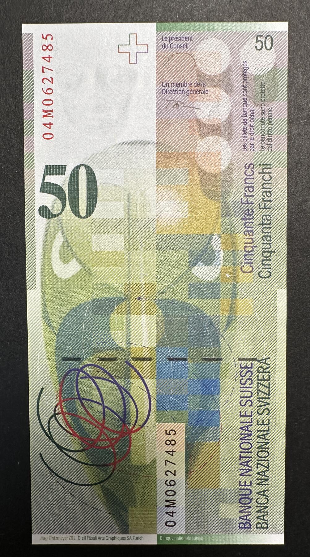 蒂克钱币-第47场 外国平价纸币拍卖 瑞士 50瑞郎纸币 全新UNC