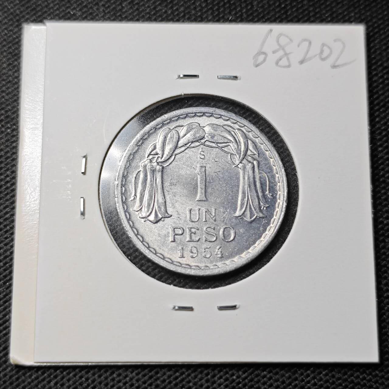 KK钱币收藏小铺  第368场  2月预留时间 周末发货  1954智利1比索 好品