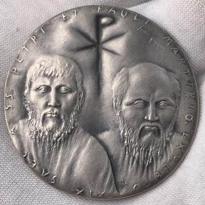 掌中浮雕-藏着的欧洲第041场 - 1967年梵蒂冈保罗六世年度奖牌圣徒彼得&保罗银章，43.50mm，42.42g