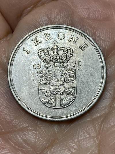 2025年第一百二十八场(总第一百五十四场）外国好品散币、邮币封和邮票场(免佣金) - 丹麦🇩🇰1971年1克朗(弗雷德里克九世第三版，C; S版，关门年)