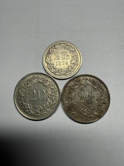 2025年集古藏今外币拍卖第十期-第5场—（总第285拍），可以寄存60天，满160元包邮。 - 瑞士各面值3枚