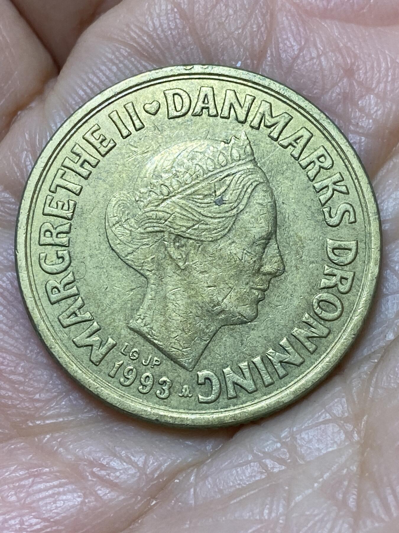 2025年第一百二十八场(总第一百五十四场）外国好品散币、邮币封和邮票场(免佣金) 丹麦🇩🇰1993年20克朗(玛格丽特二世第一版，LG; JP; A版，关门年)