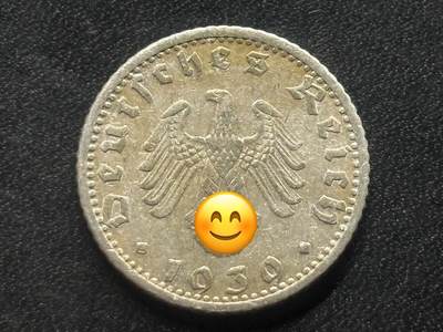 邮泉阁限时拍卖第三十五场补 德国硬币（第三帝国）专场（硬币在国外。请付邮费6元。） - 德国第三帝国1939年50芬尼D版