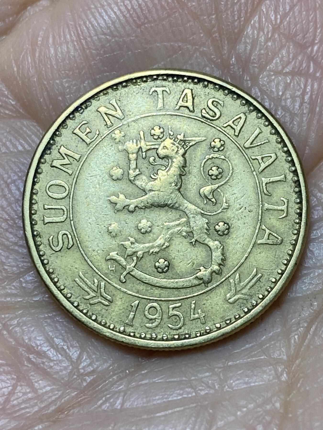 2025年第一百二十八场(总第一百五十四场）外国好品散币、邮币封和邮票场(免佣金) 少见–芬兰🇫🇮1954年20马克(H标)