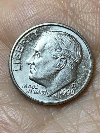 2025年第一百二十七场(总第一百五十三场）外国好品章牌、散币(免佣金) - 美国🇺🇸1996年1角(罗斯福1角第二版，D标丹佛造)