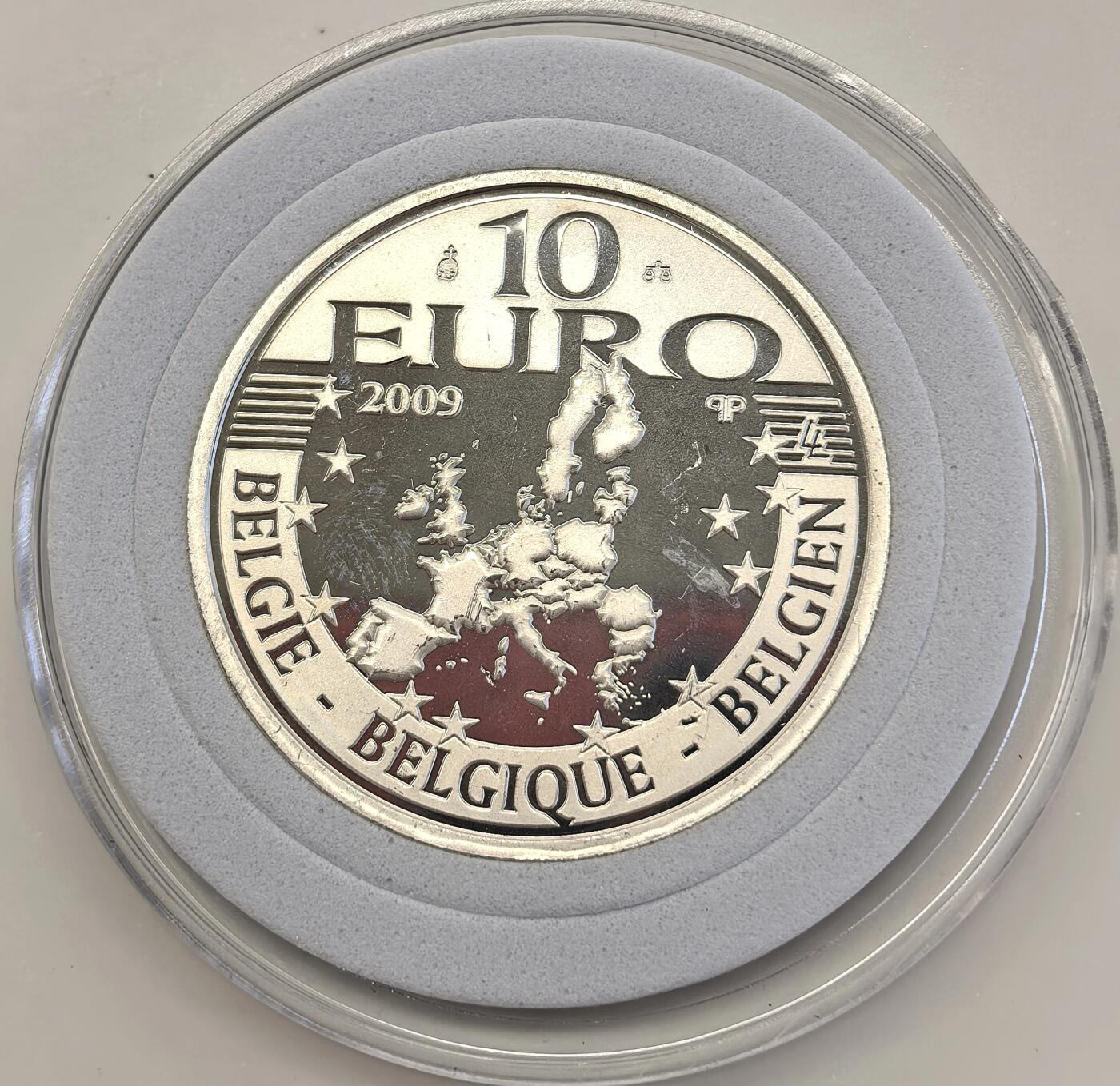 博洋堂世界钱币拍卖第146期（全场包邮） 2009年比利时10欧精制银币 欧洲之星系列-伊拉斯姆斯 18.75克 925银 发行量：1万5千