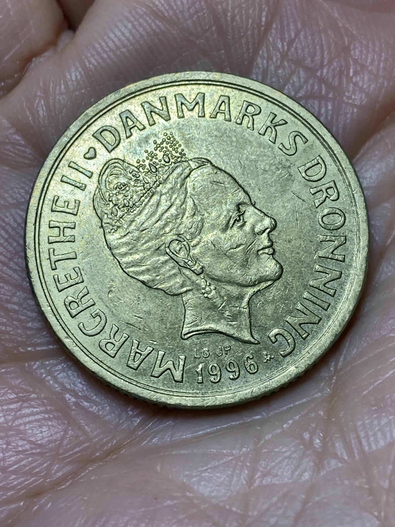 2025年第一百二十八场(总第一百五十四场）外国好品散币、邮币封和邮票场(免佣金) 丹麦🇩🇰1996年20克朗(玛格丽特二世第二版，LG; JP; A版，关门年)