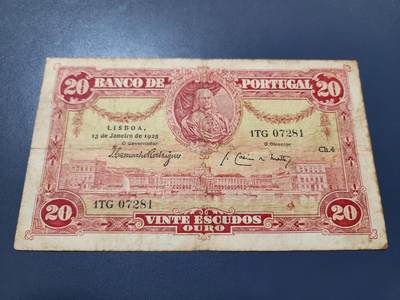 11月14号晚上8点 外国纸币自动截拍第56场 - 葡萄牙1925年20稀少原票