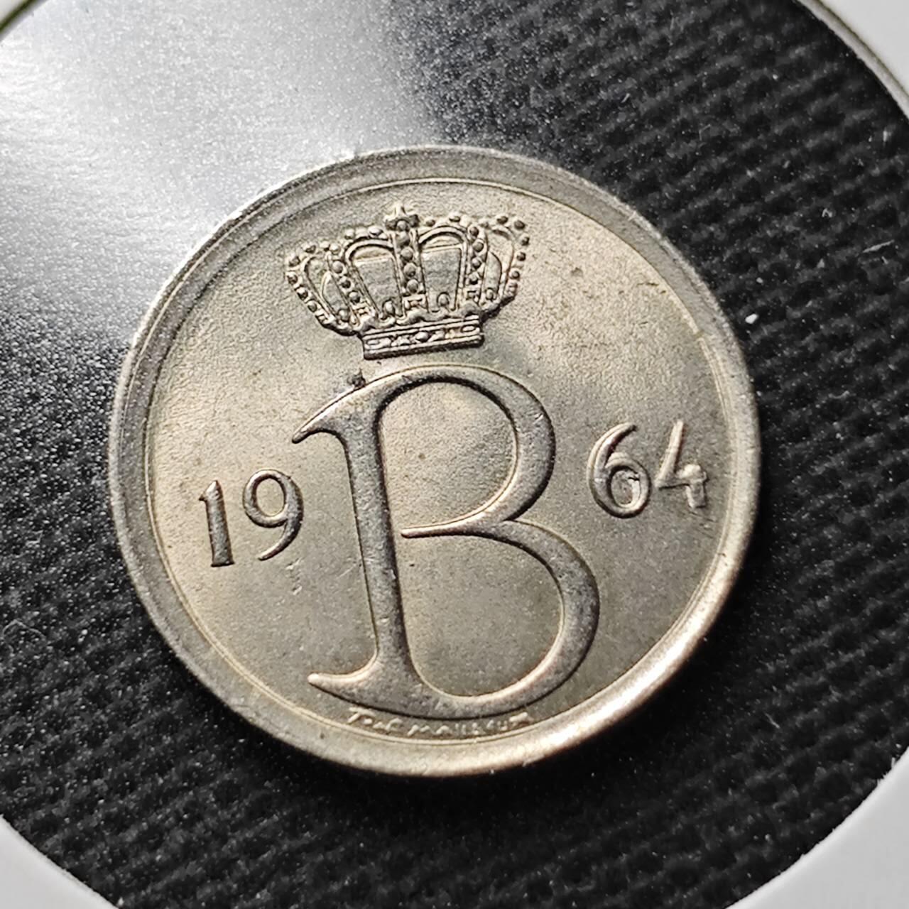 KK钱币收藏小铺  第368场  2月预留时间 周末发货  1964比利时25分 好品