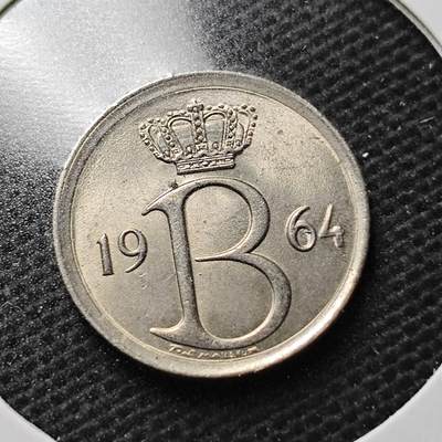 KK钱币收藏小铺  第368场  2月预留时间 周末发货 -  1964比利时25分 好品