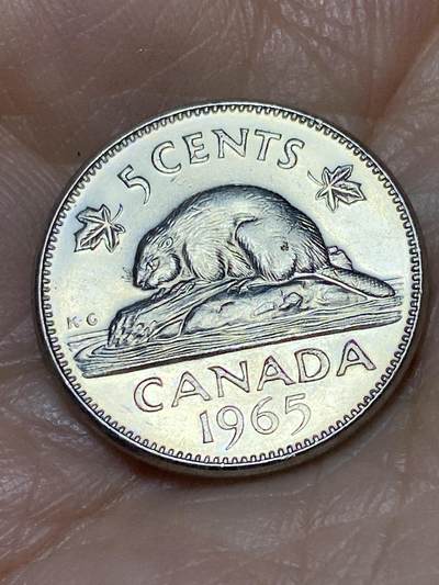 2025年第一百二十八场(总第一百五十四场）外国好品散币、邮币封和邮票场(免佣金) - 加拿大🇨🇦1965年5分(伊丽莎白二世中年花冠第一版)