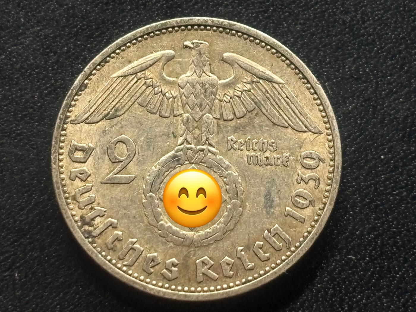 邮泉阁限时拍卖第三十五场补 德国硬币（第三帝国）专场（硬币在国外。请付邮费6元。） 德国第三帝国1939年2马克银币F版