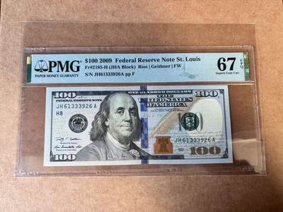 【Blue Auction】世界纸币精拍第749期——18级TOP拍卖/信誉/品质/专业/高效💫 - 【无47】美国 2009年100美金 PMG67EPQ 圣路易斯版