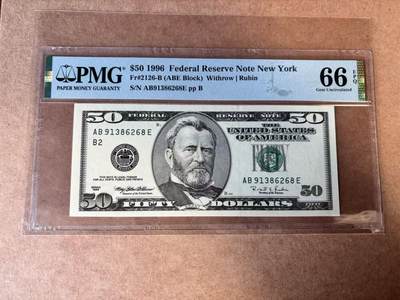 【Blue Auction】世界纸币精拍第749期——18级TOP拍卖/信誉/品质/专业/高效💫 - 【无47】美国 1996年50美金 PMG66EPQ