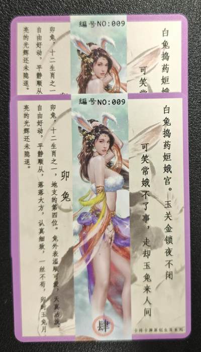 天玑星卡拍第137期《11.13周四截拍》持续收拍收评中 满赠卡需备注 卡将卡牌 十二生肖 特+普 卯兔 009 彩闪 两张