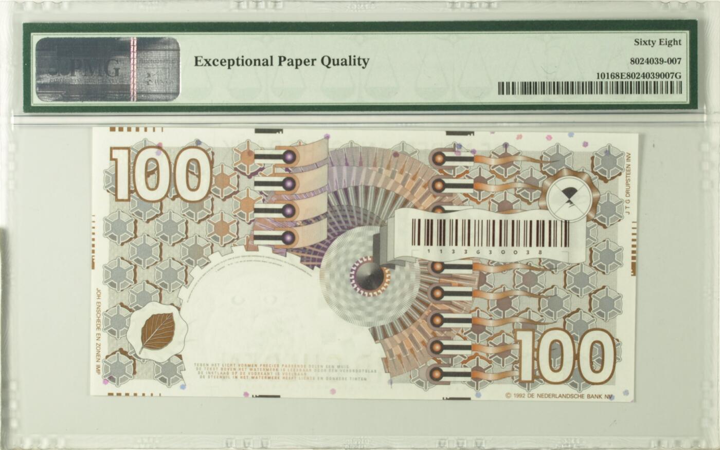 【礼羽收藏】🌏世界钱币拍卖第112期 【PMG68】欧洲，荷兰，1992年，100盾，P101
