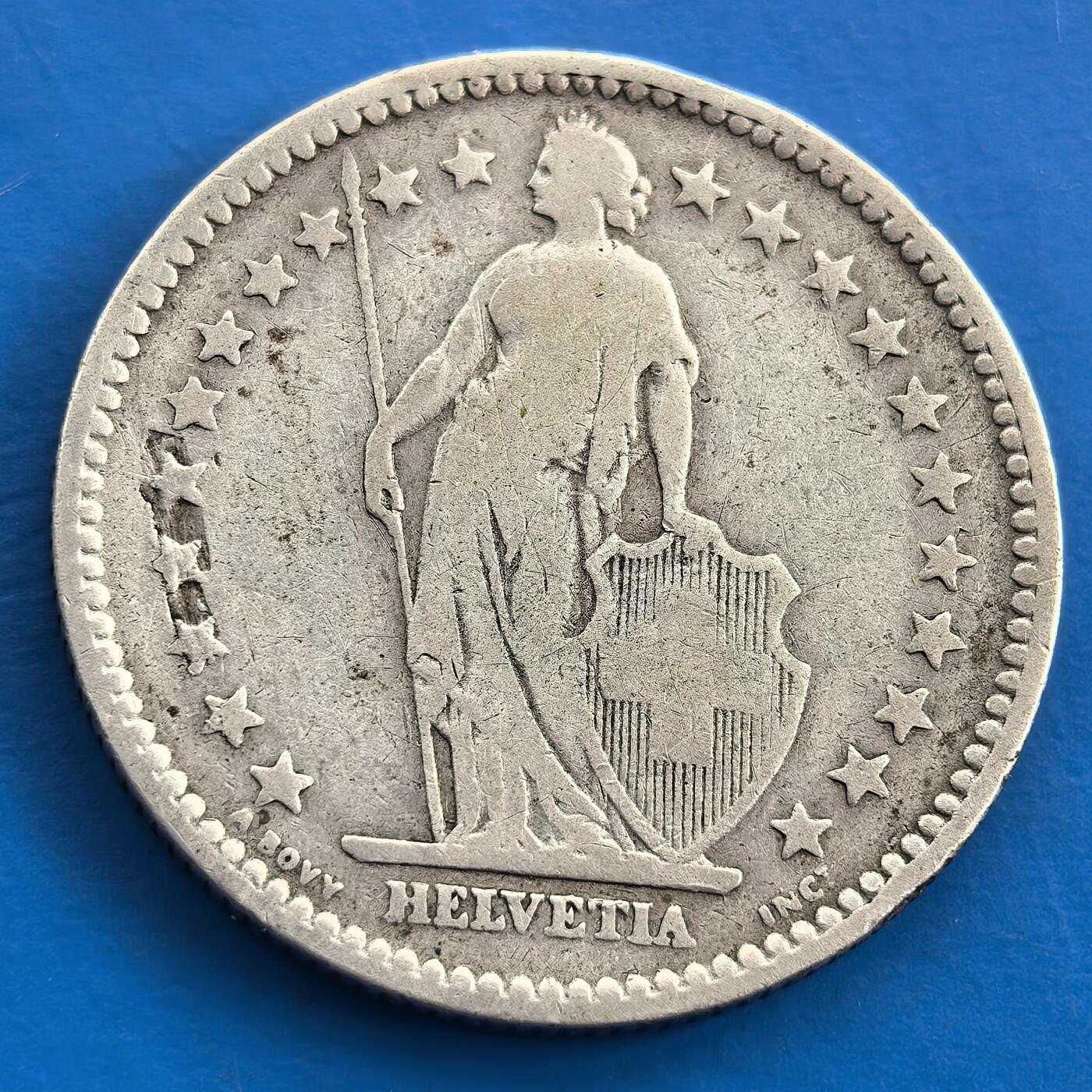 外国优质老铜币银币，周六九点倒数截拍，满百包邮，可寄存半年，喜欢朋友微信扫描二维码可直接参拍 少见早期瑞士1894年2法郎银币