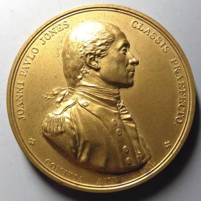 掌中浮雕-藏着的欧洲第041场 - NGC MS62 : 英国约翰保罗--弗兰伯勒角海战镀金铜章，56mm，Eimer-782，原铸1779年，此枚为后铸年代不详