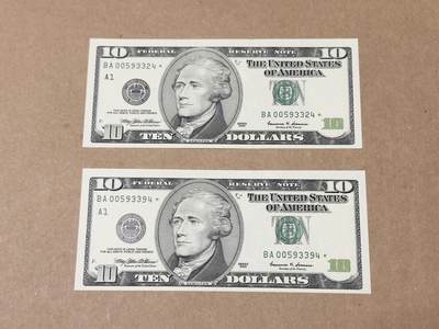 【礼羽收藏】🌏世界钱币拍卖第111期 - 99年首发大头10美元补号两张全新unc品相