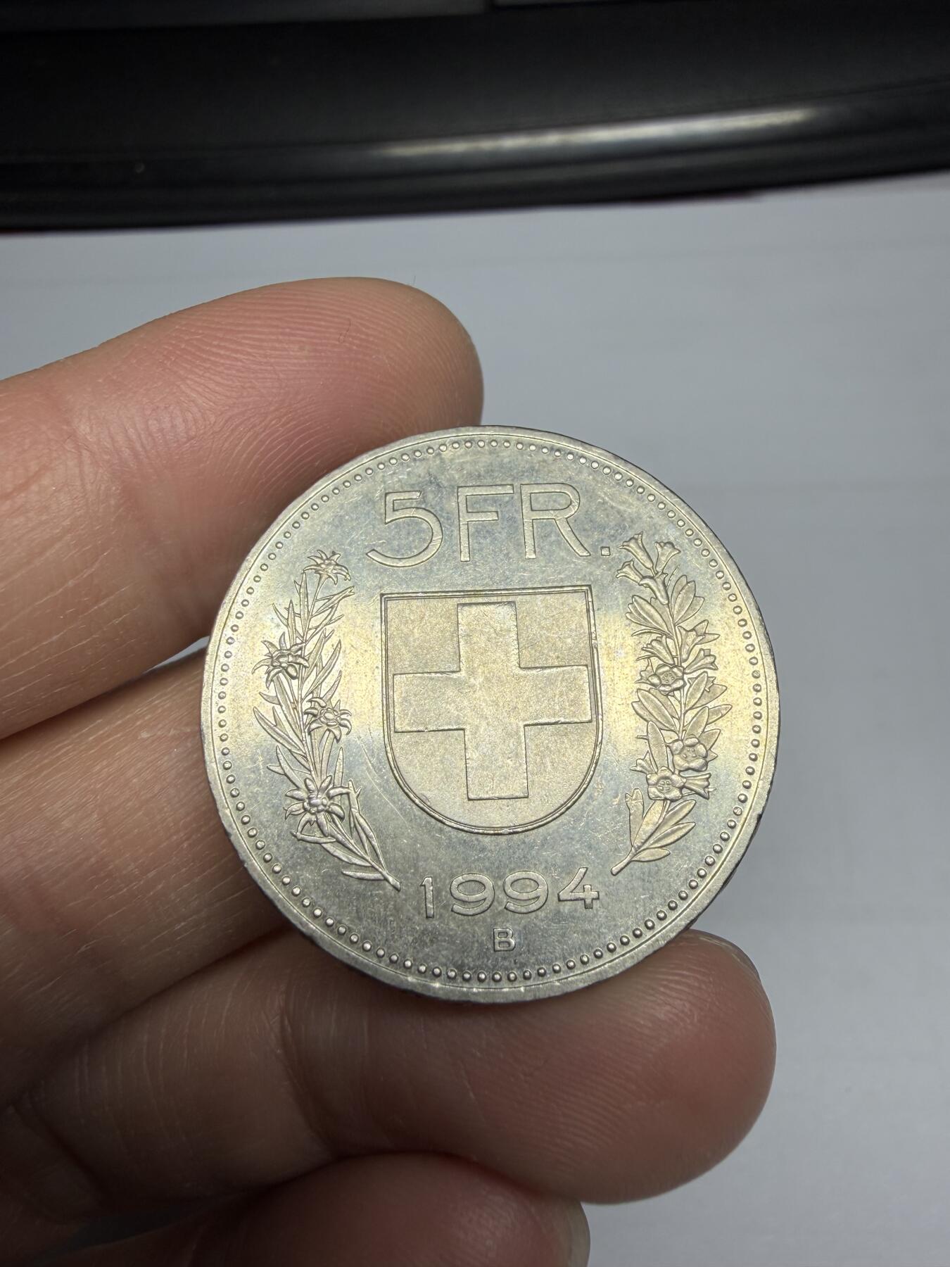 2025年集古藏今外币拍卖第十期-第5场—（总第285拍），可以寄存60天，满160元包邮。 1994年瑞士5法郎