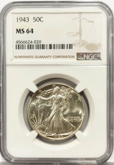 博洋堂世界钱币拍卖第146期（全场包邮） - NGC MS64 美国1943年自由女神50分银币
