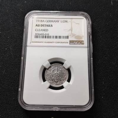 【全场包邮】纯粹捡漏拍477场（免费代拍第14场） - 德国第二帝国1918年A厂1/2马克银币-NGC AU DETAILS